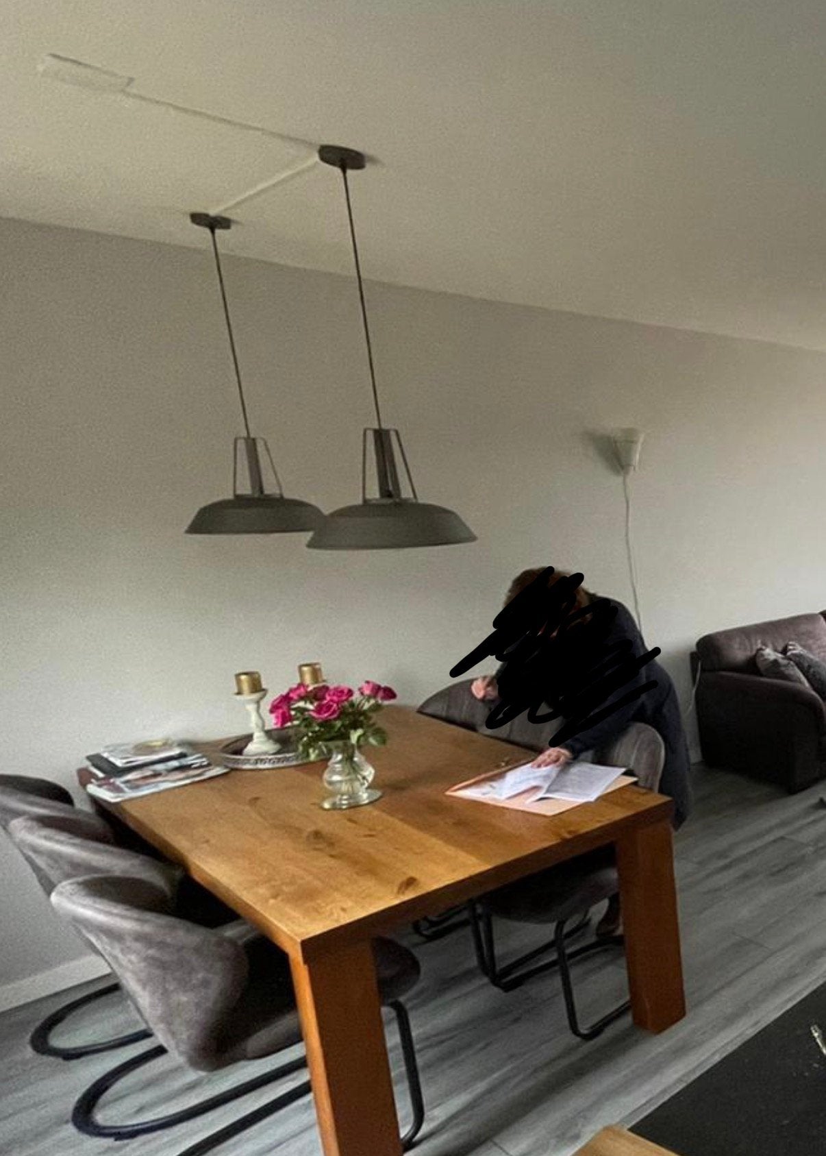 2 grijze hanglampen, Huis en Inrichting, Lampen | Hanglampen, Ophalen