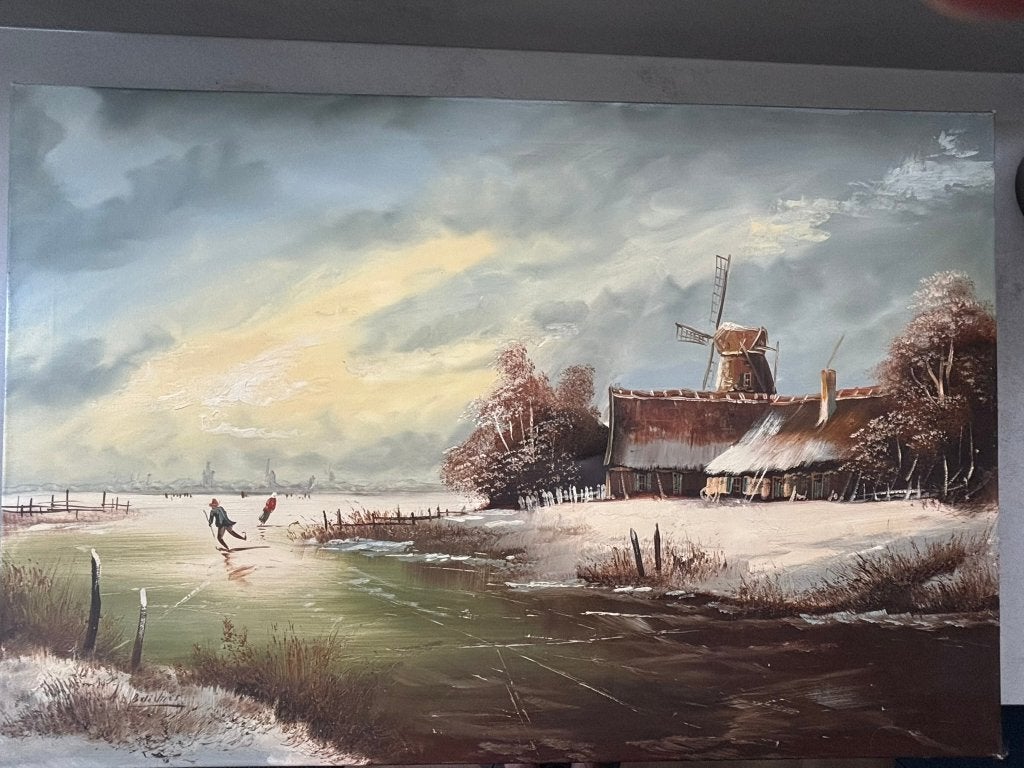 Schilderij B de Vries, Antiek en Kunst, Kunst | Schilderijen | Klassiek, Ophalen, Origineel werk, Doek, Landschap