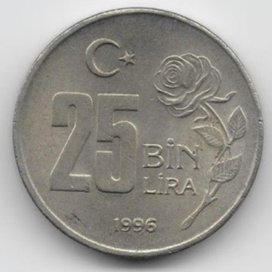 Turkije 25 bin lira 1996 KM# 1041 (1), Verzenden, Midden-Oosten, Losse munt