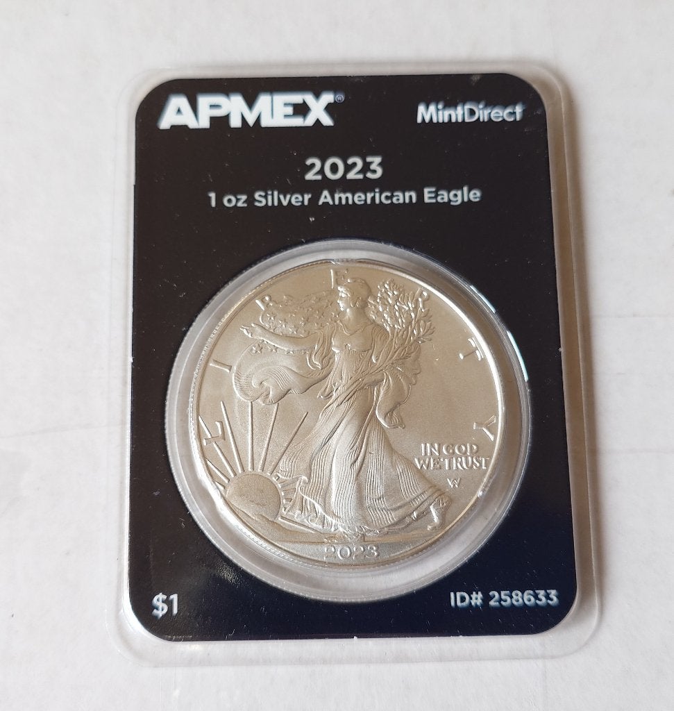 1 oz American Eagle 2023 Zilveren Munt APMEX verpakking, Verzenden, Noord-Amerika, Losse munt, Zilver