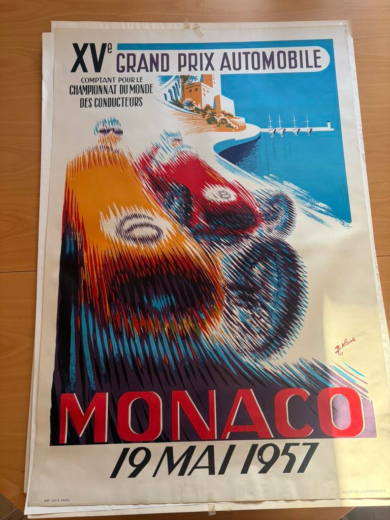 Officiele reprint van de poster GP van monte carlo monaco, Ophalen of Verzenden, Zo goed als nieuw