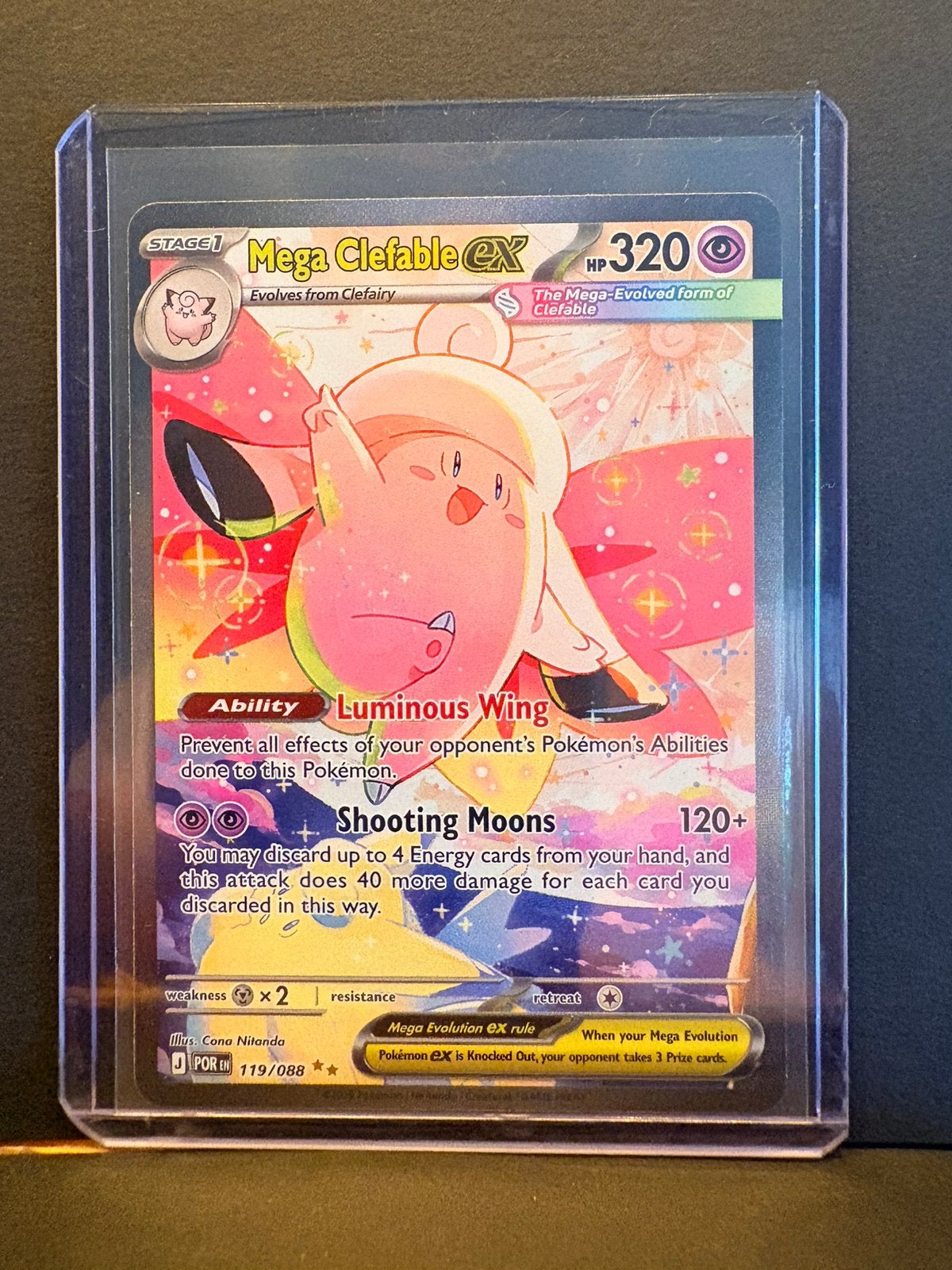 Mega Clefable ex 119/088 POR, Ophalen of Verzenden, Nieuw, Losse kaart, Foil