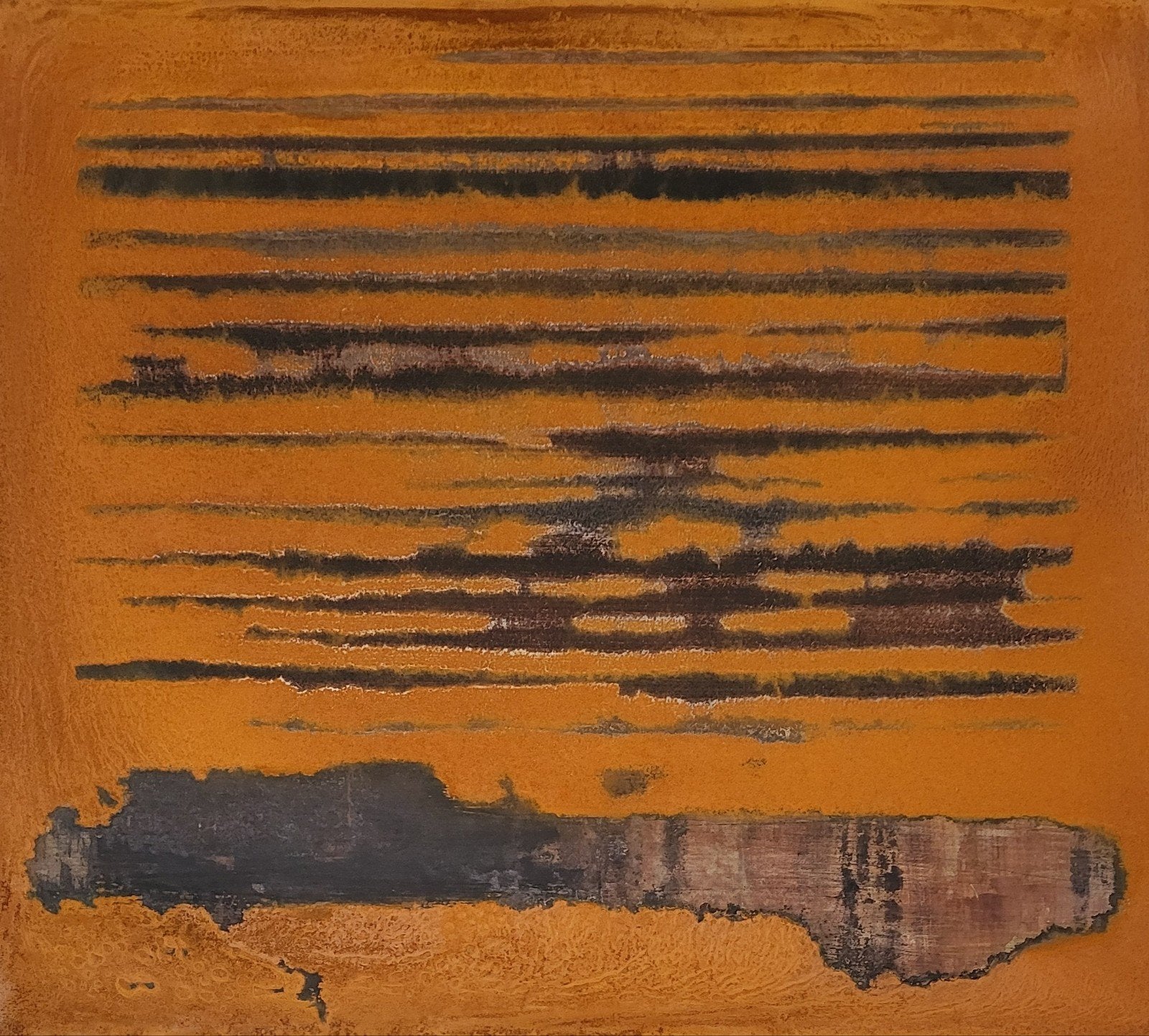 Zonder titel 17 - 2026. 60cm x 55cm. Acrylverf/Roest, Ophalen