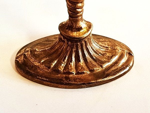 Vintage messing miniatuur Kandelaar – 3-Armig met gedraaide, Ophalen of Verzenden