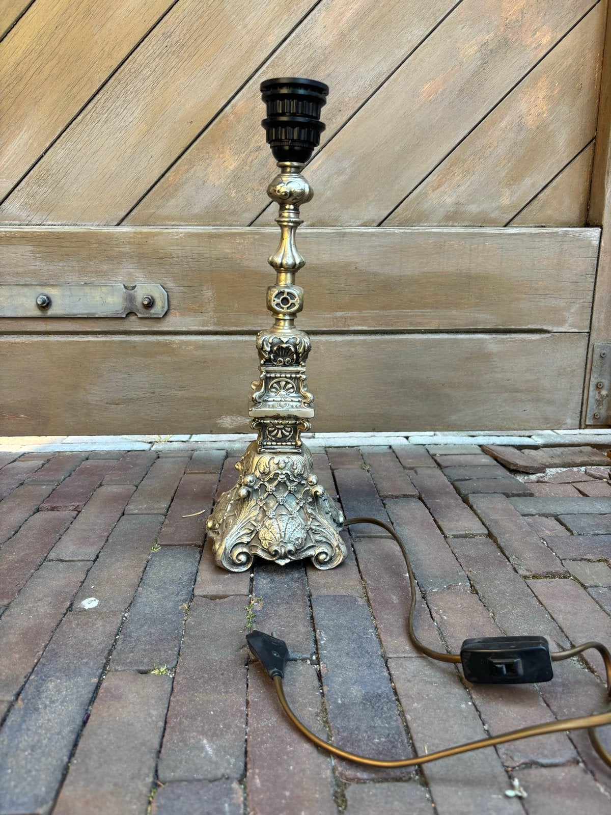 Vintage Barok Tafellampvoet Gietmetaal, Antiek en Kunst, Antiek | Lampen, Ophalen