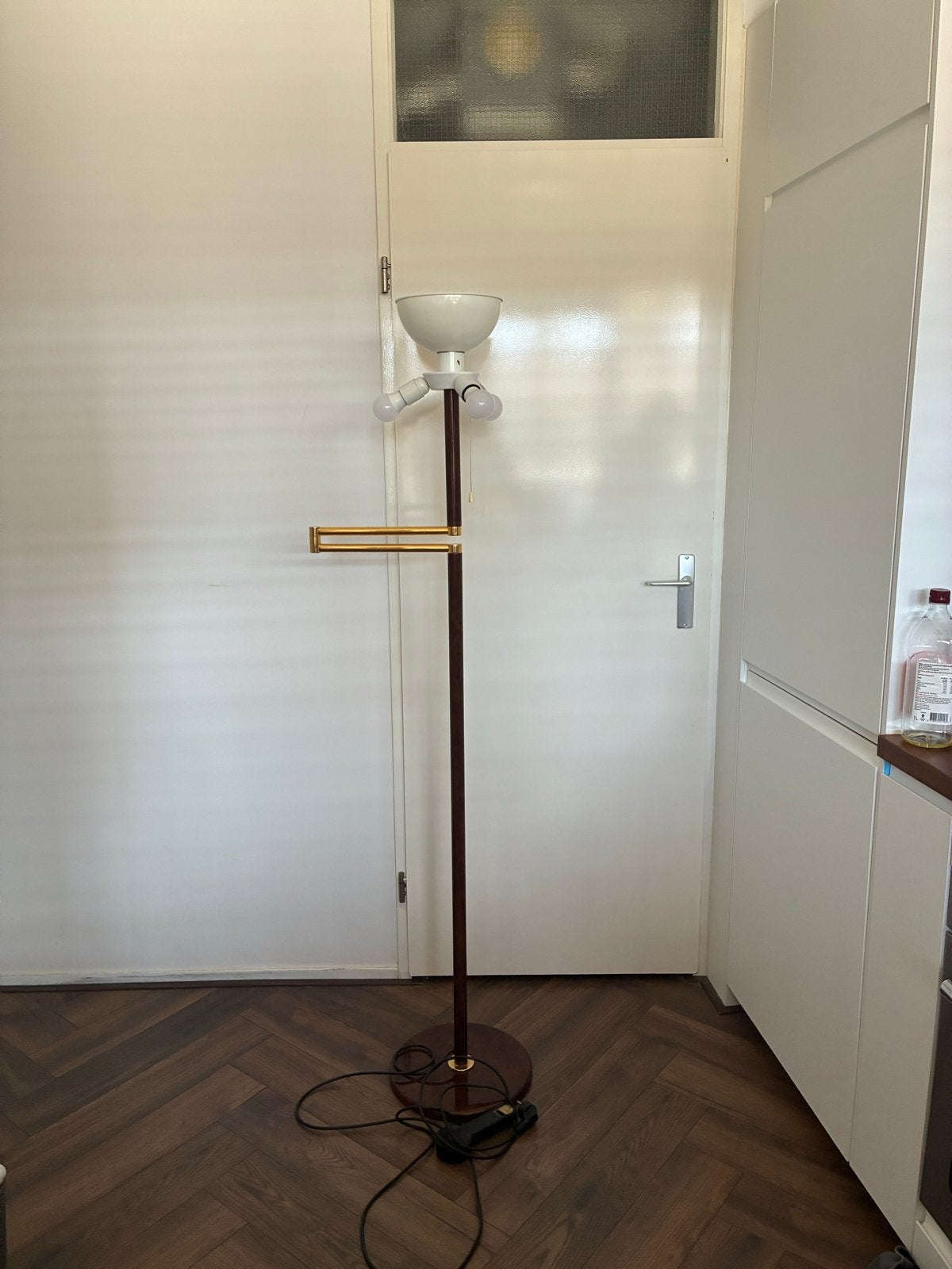 Vloerlamp met leesarm en uplighter, Ophalen, Gebruikt, E27 (groot), Metaal