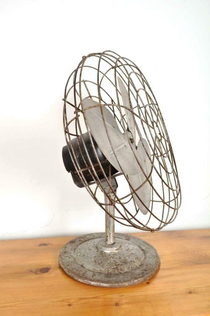 Grote ventilator USA +/-1930 decoratief gietijzeren voet, Ophalen of Verzenden, Gebruikt