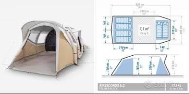Quechua Air Seconds Fresh & Black 6.3 zgan (2025), Caravans en Kamperen, Tenten, Ophalen, Zo goed als nieuw, Tot en met 6