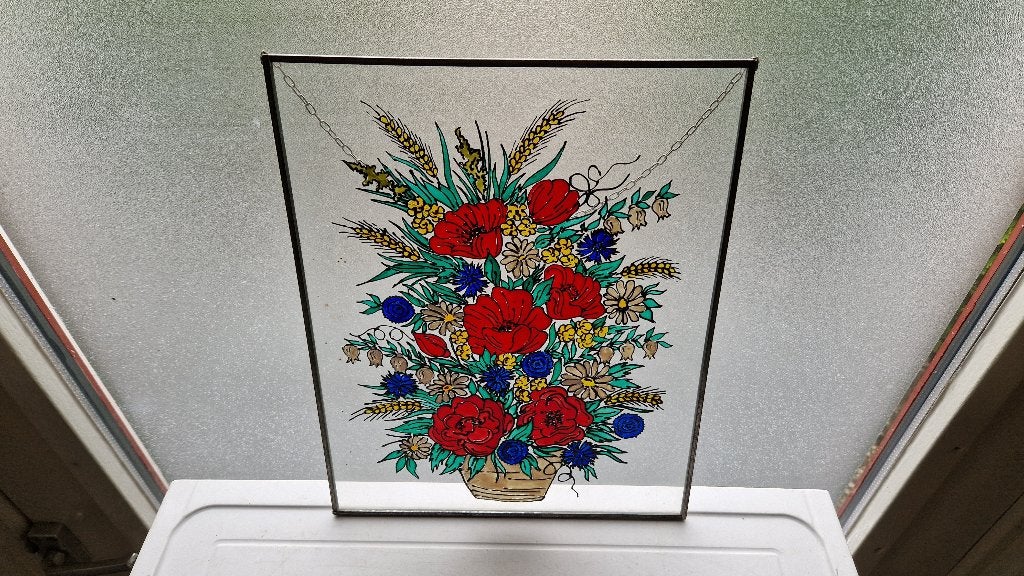 glas in lood raamhanger bloemen, Ophalen of Verzenden
