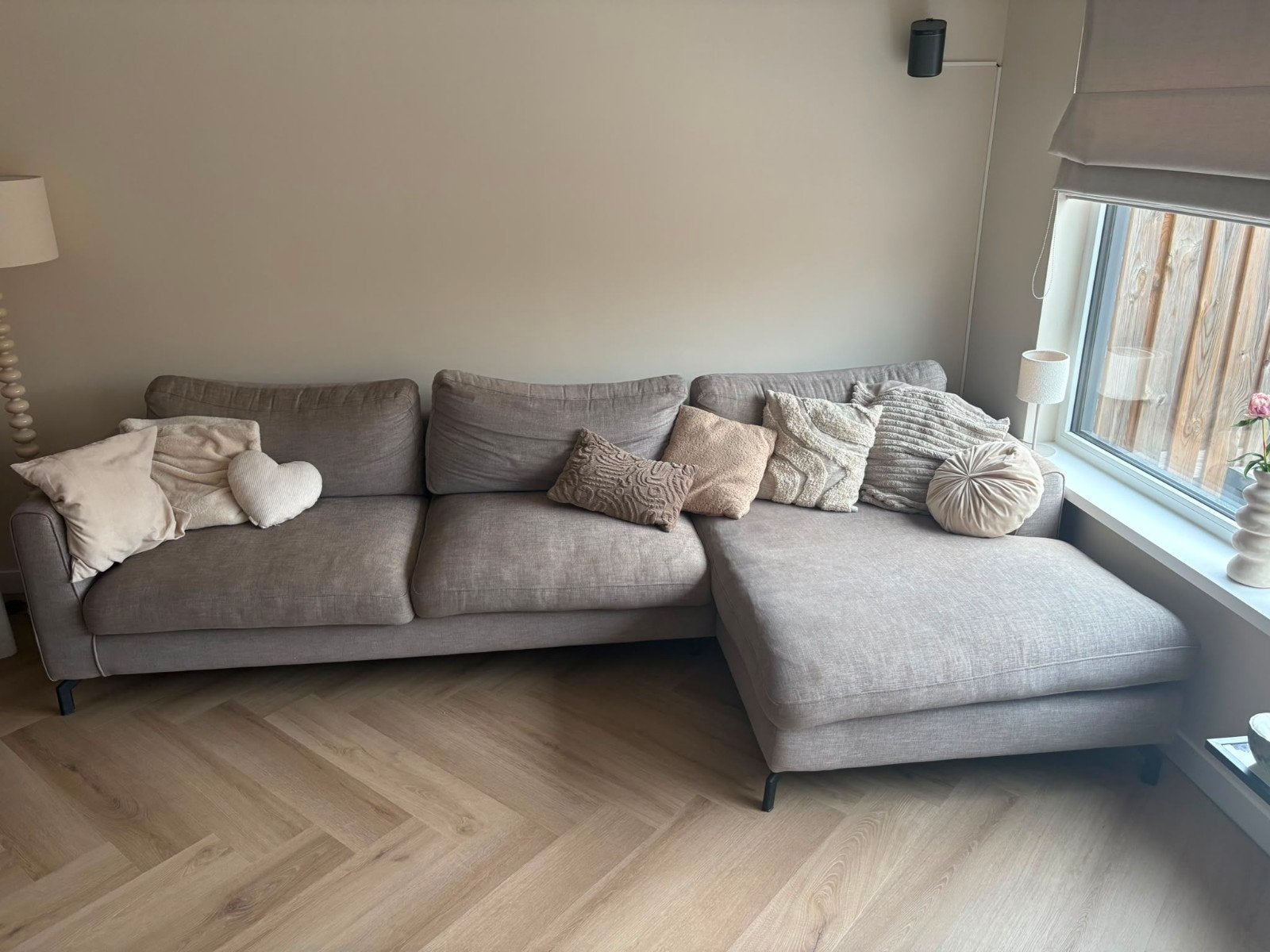 beige bank, Huis en Inrichting, Banken | Complete zithoeken, Ophalen, Gebruikt, Stof