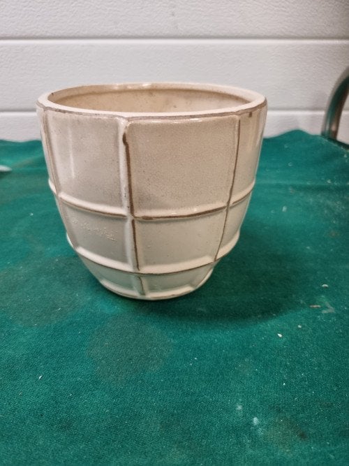 bloempot geruit creme, Ophalen of Verzenden, 'T Olde Gre-j, Info@toldegrej.nl, Endepoelstraat 20f Didam