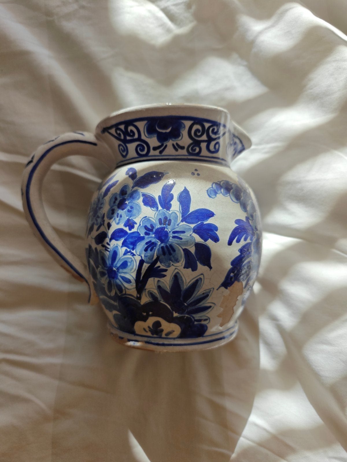 Antieke Delfts Blauwe Kan met Bloemenpatroon, Antiek en Kunst, Ophalen of Verzenden
