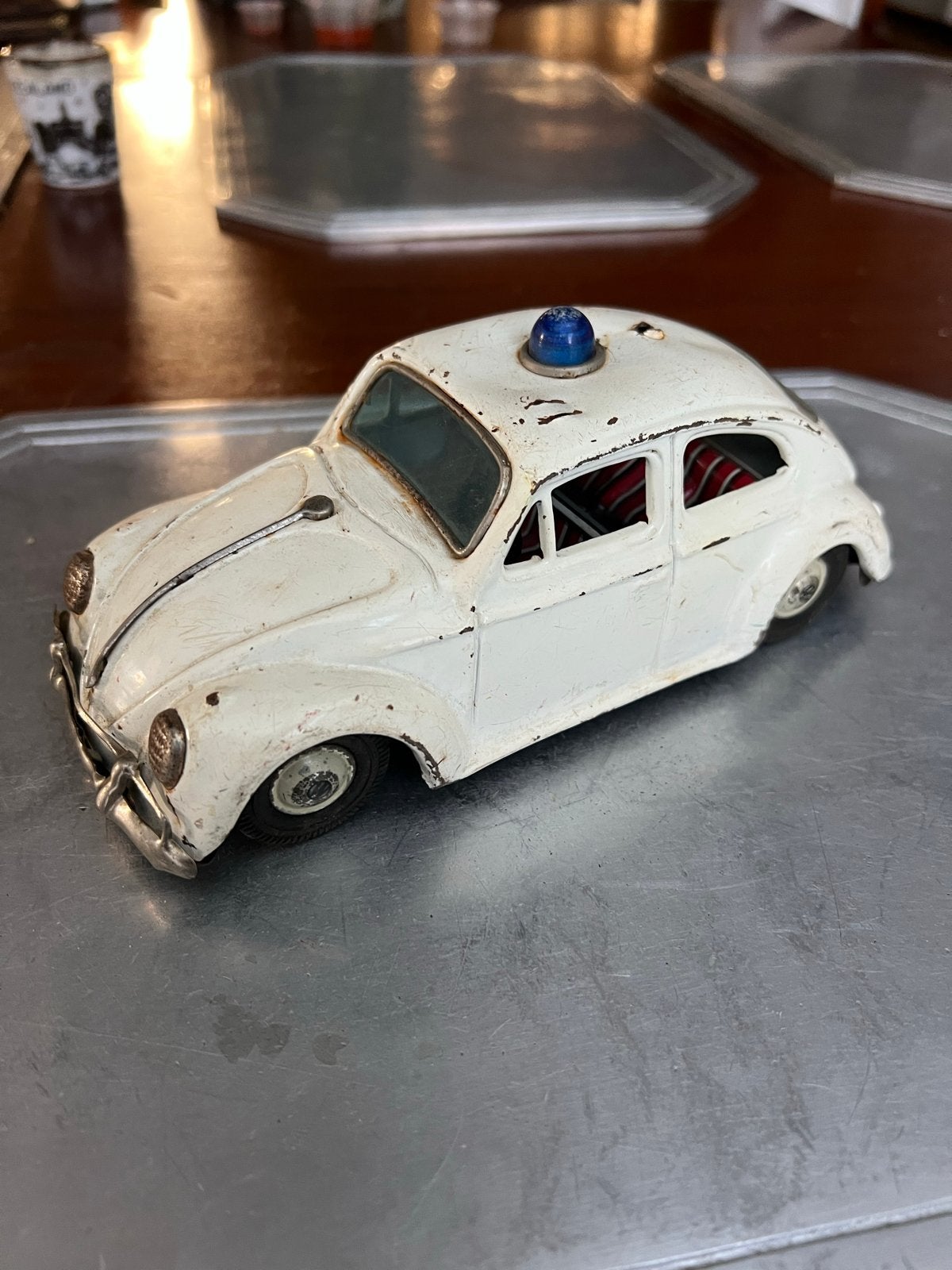 Volkswagen Kever Politie Auto van Blik - Vintage Speelgoed, Ophalen of Verzenden, Gebruikt