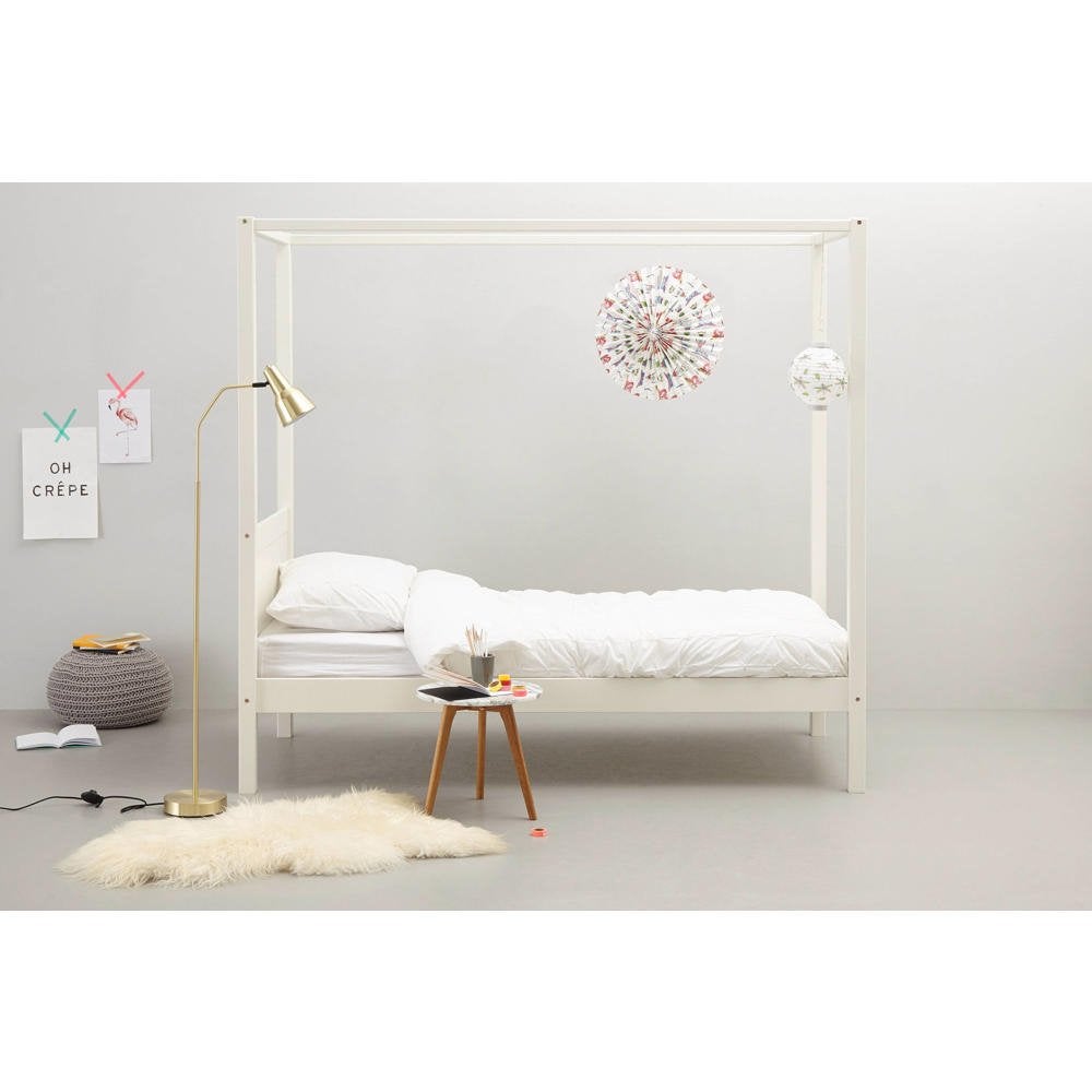 Hemelbed Julia (Nous Living) - Wit eenpersoonsbed, Huis en Inrichting, Slaapkamer | Bedden, Ophalen, 90 cm, Eenpersoons, Wit