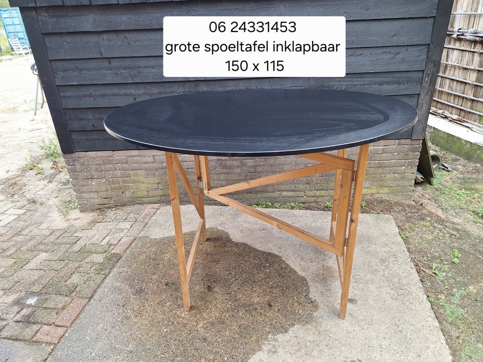nette ovale statafel inklapbaar, 1 kruk, Ophalen, Zo goed als nieuw, 60 tot 90 cm