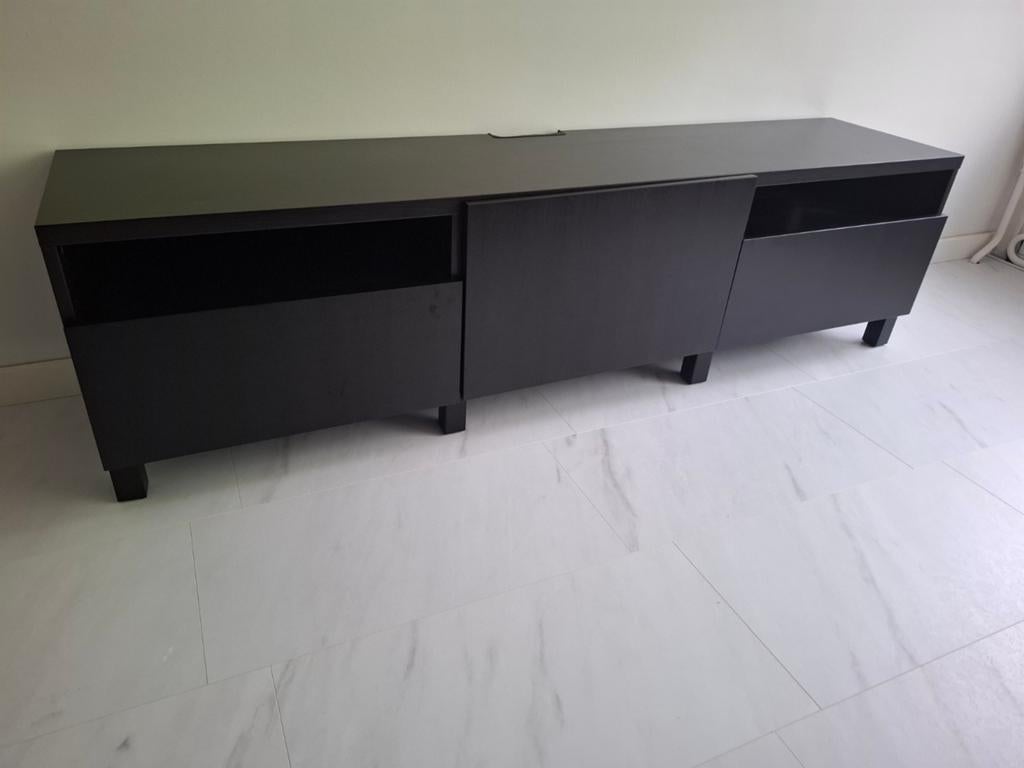 Modern TV meubel 180 cm breed - Zwart, Ophalen, 150 tot 200 cm, Zo goed als nieuw, Minder dan 100 cm