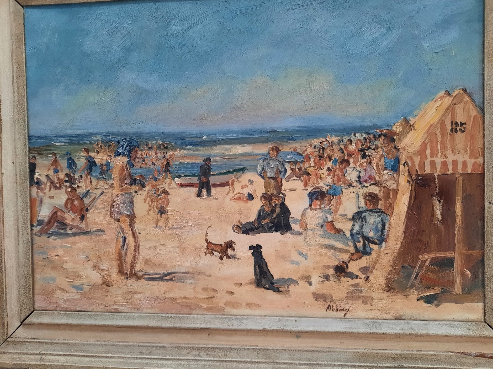 F.H. Abbing (1901-1955) - Strandleven, Ophalen, Maritiem / water, Doek, Impressionistisch