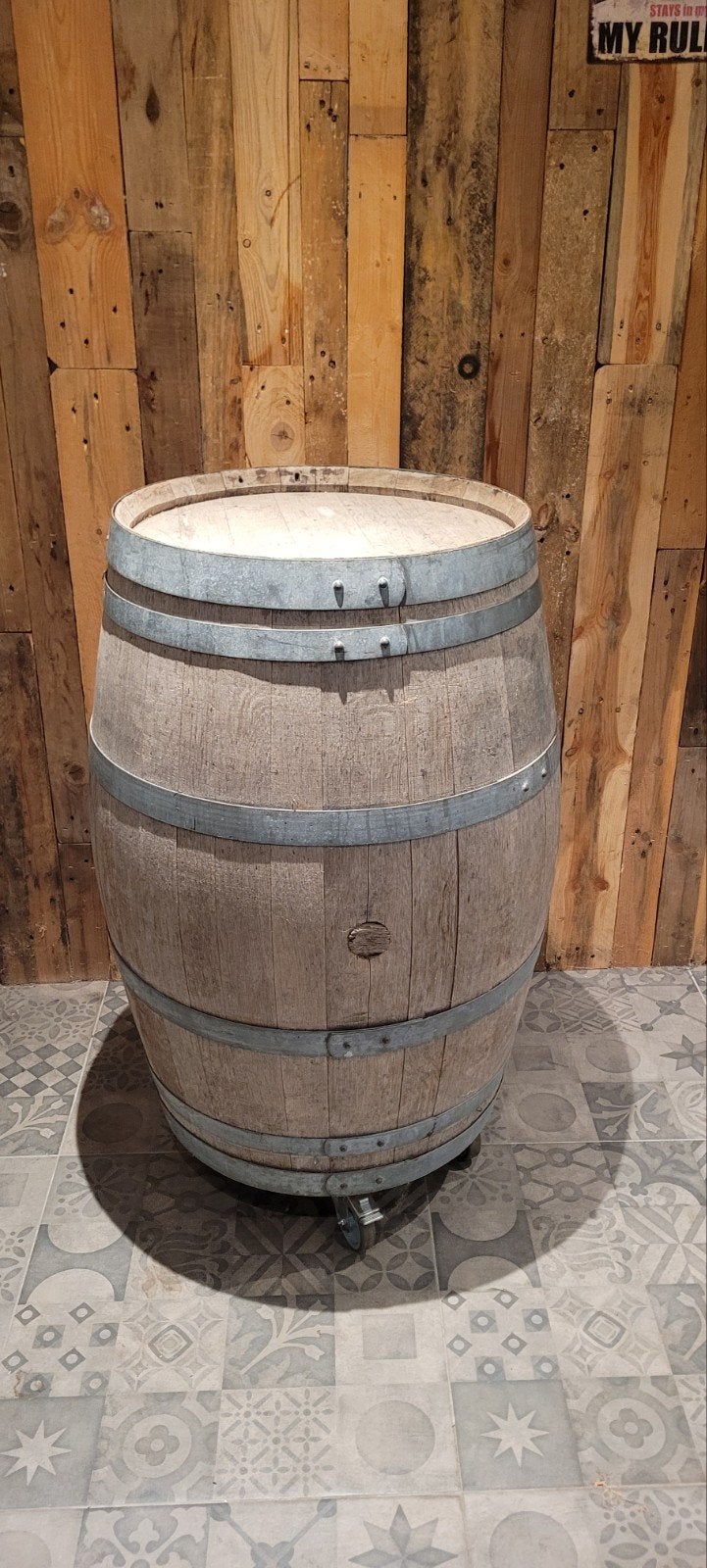 Wijnton sta-tafel verrijdbaar, Ophalen, Rechthoekig, Hout
