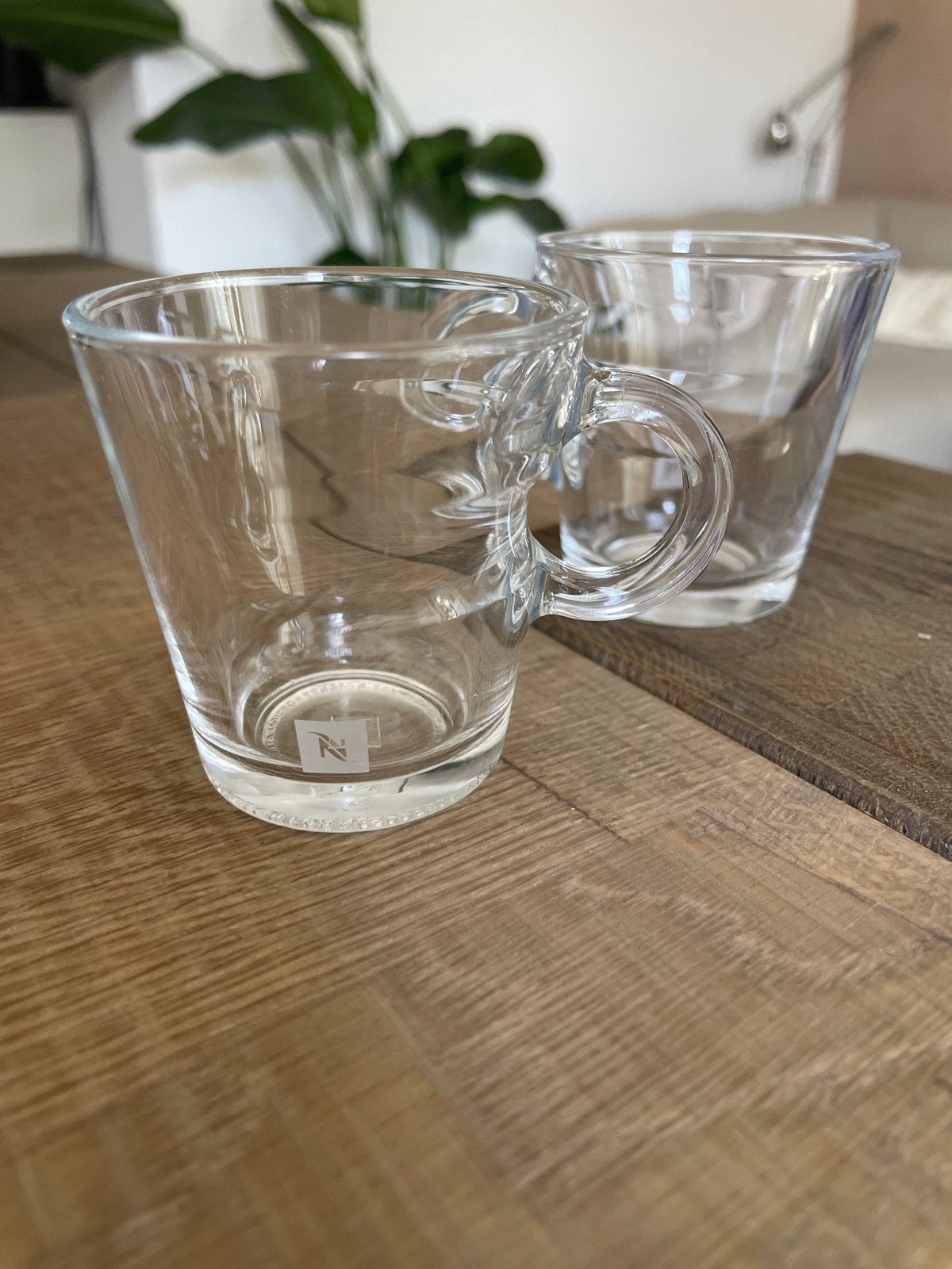 Twee Nespresso espresso kopjes van glas, Ophalen, Zo goed als nieuw
