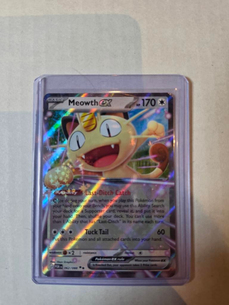 Pokémon Kaart: Meowth EX (Foil) - Zo goed als nieuw, Ophalen of Verzenden, Zo goed als nieuw, Losse kaart, Foil