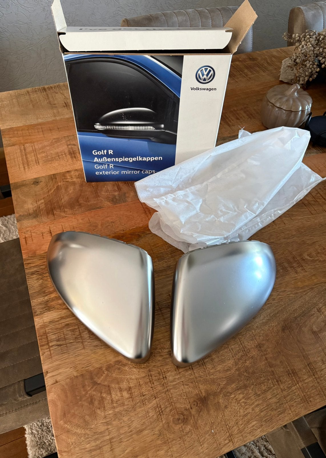 Originele Volkswagen Golf 7R spiegelkappen – Chrome, Auto-onderdelen, Ophalen of Verzenden, Volkswagen
