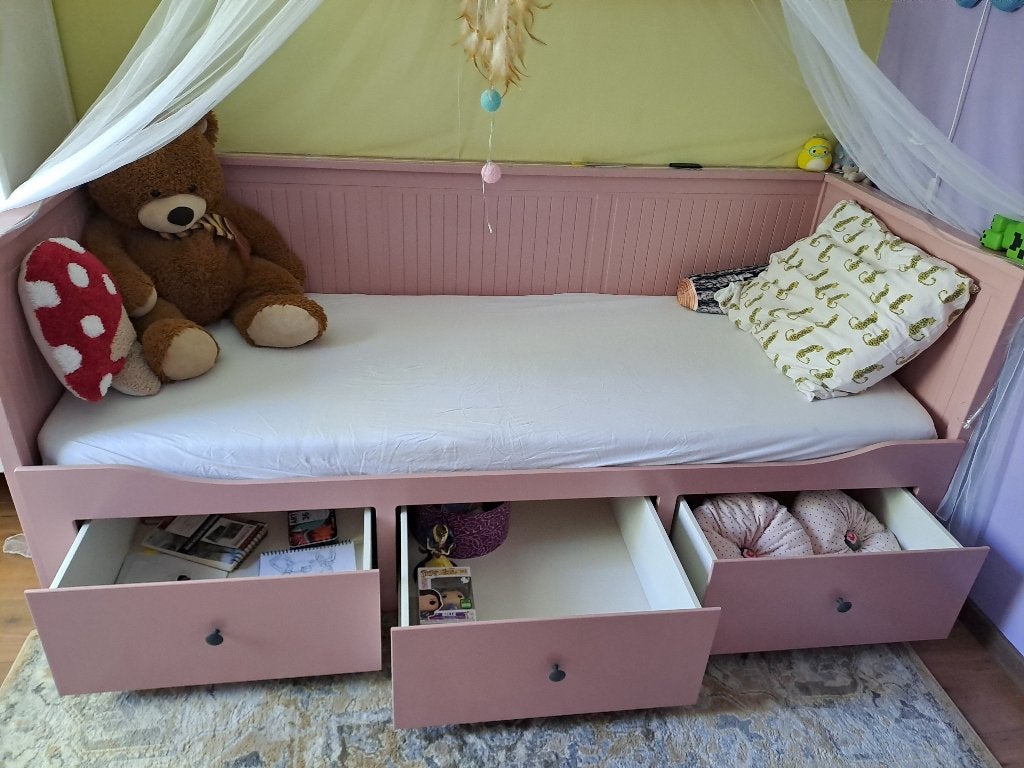 Hemnes ikea roze bed, Ophalen, Gebruikt, 180 cm of meer, 85 tot 100 cm