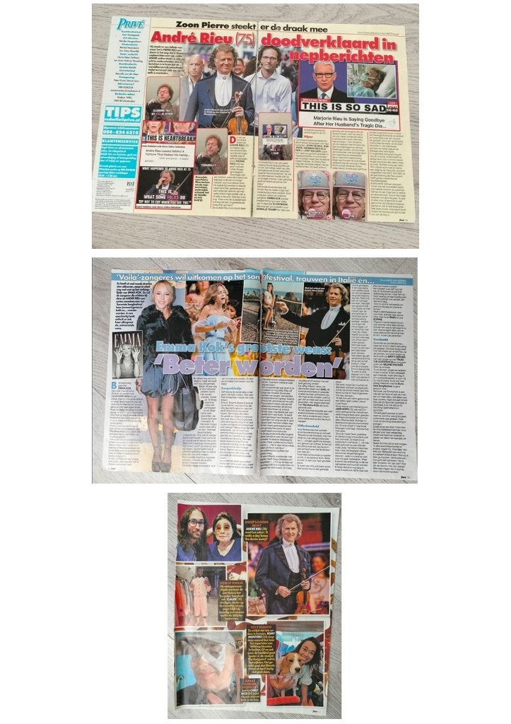 Andre Rieu tijdschrift artikelen 5 pagina’s, Verzamelen, Verzenden, Gebruikt, Boek, Tijdschrift of Artikel