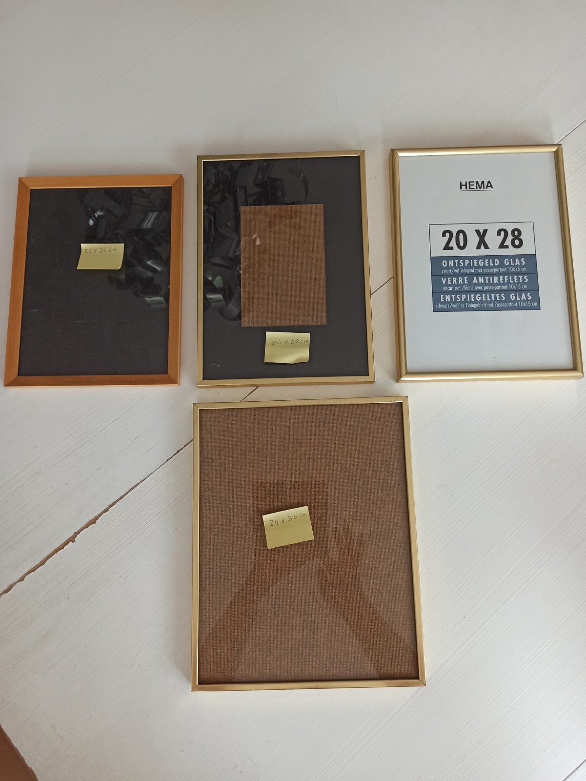 4 fotolijsten, Ophalen of Verzenden, Zo goed als nieuw, Hangend, Goud