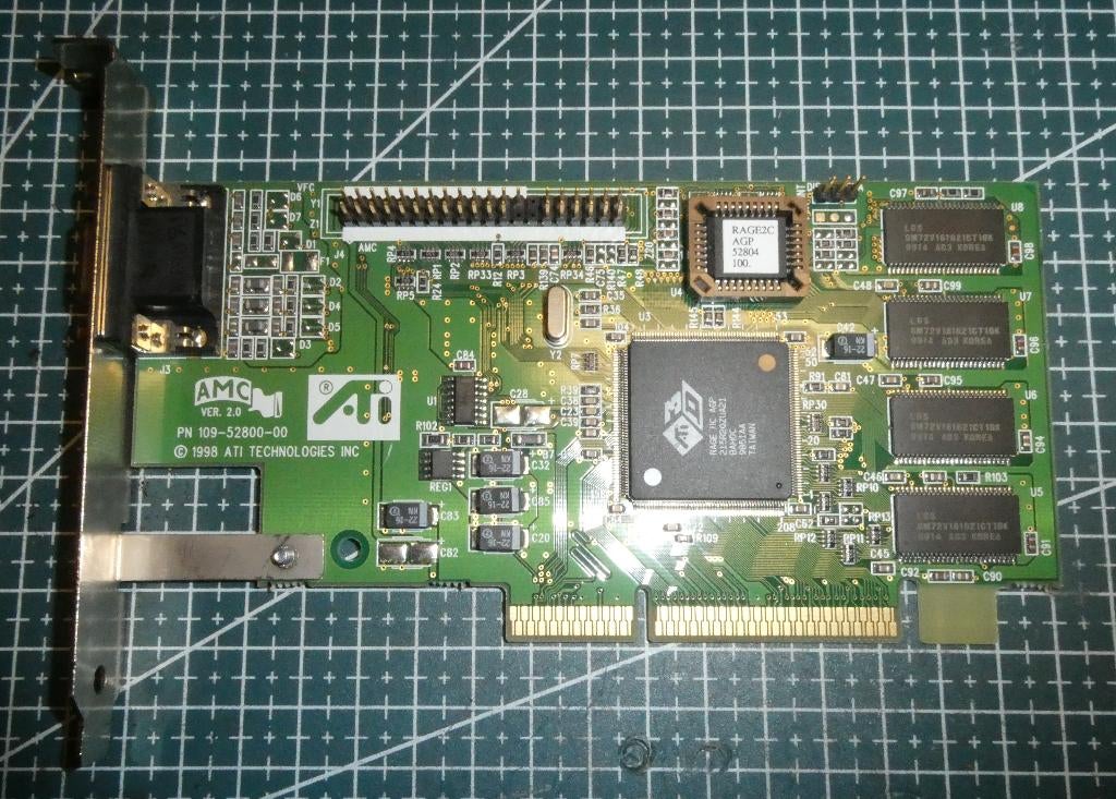 Retro Vintage Video Kaart ATi 3D Rage 2C AGP 8Mb, Gebruikt, Overige soorten, VGA, Ophalen of Verzenden