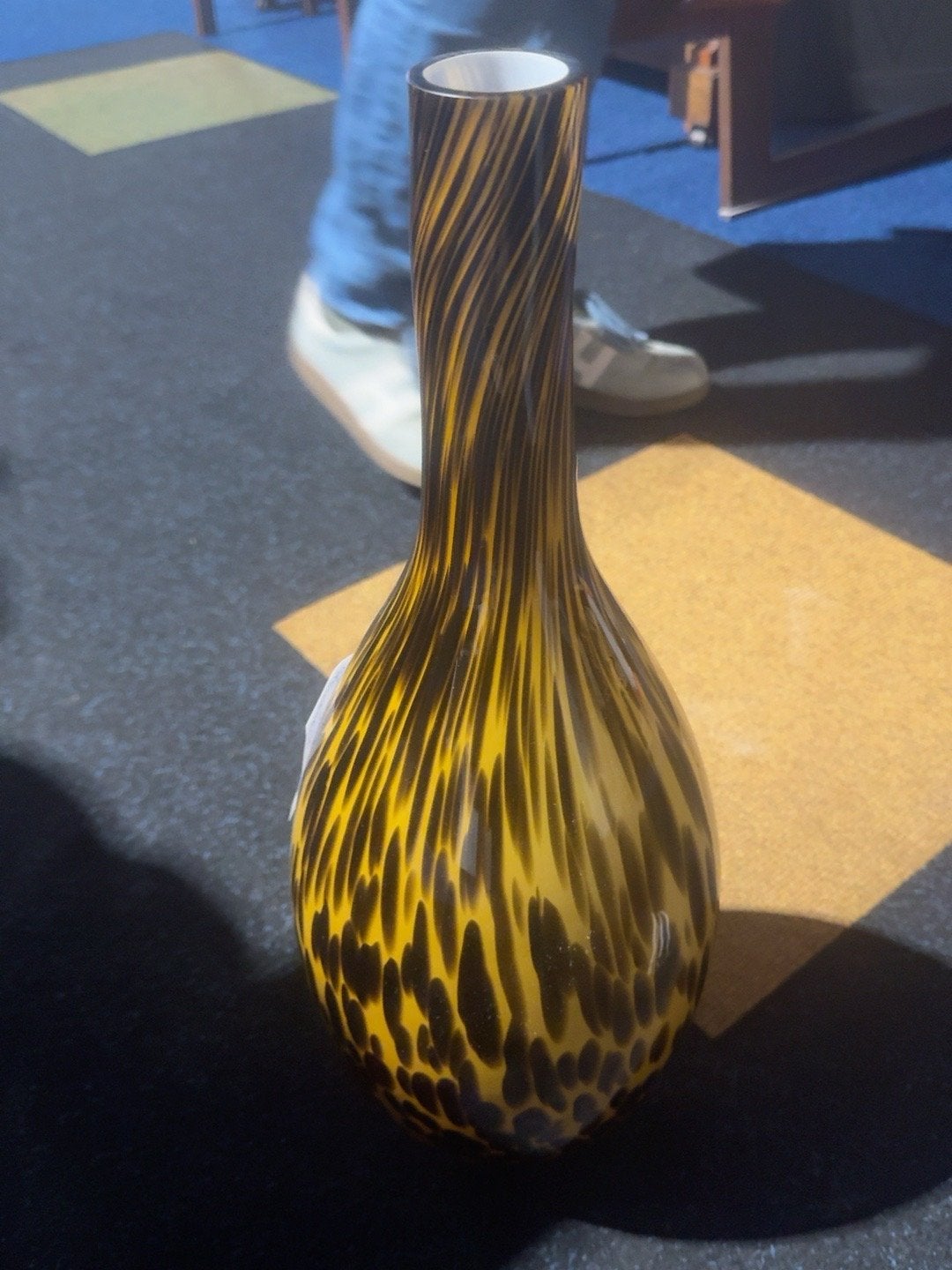 Grote glazen vaas 53 cm luipaard/tortoiseshell Murano stijl, Antiek en Kunst, Ophalen of Verzenden
