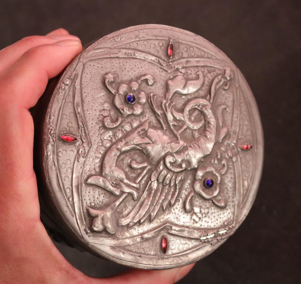 Art Nouveau blik met cabochons, Antiek en Kunst, Antiek | Overige Antiek, Ophalen of Verzenden