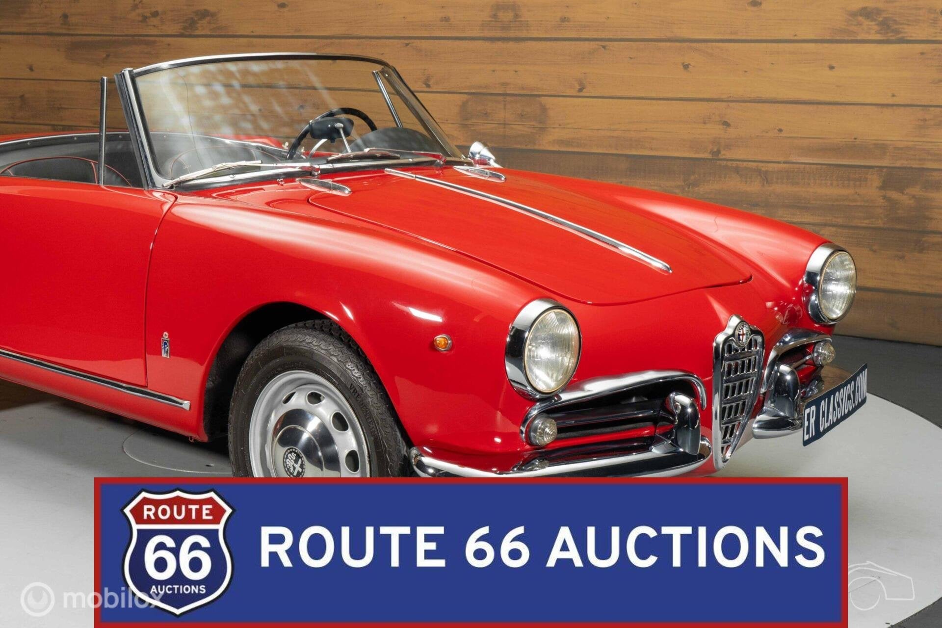 Alfa Romeo Giulietta Spider | 1961 | Route 66 Auctions, Auto's, Oldtimers, Overige carrosserieën, Zwart, Bedrijf, Handgeschakeld