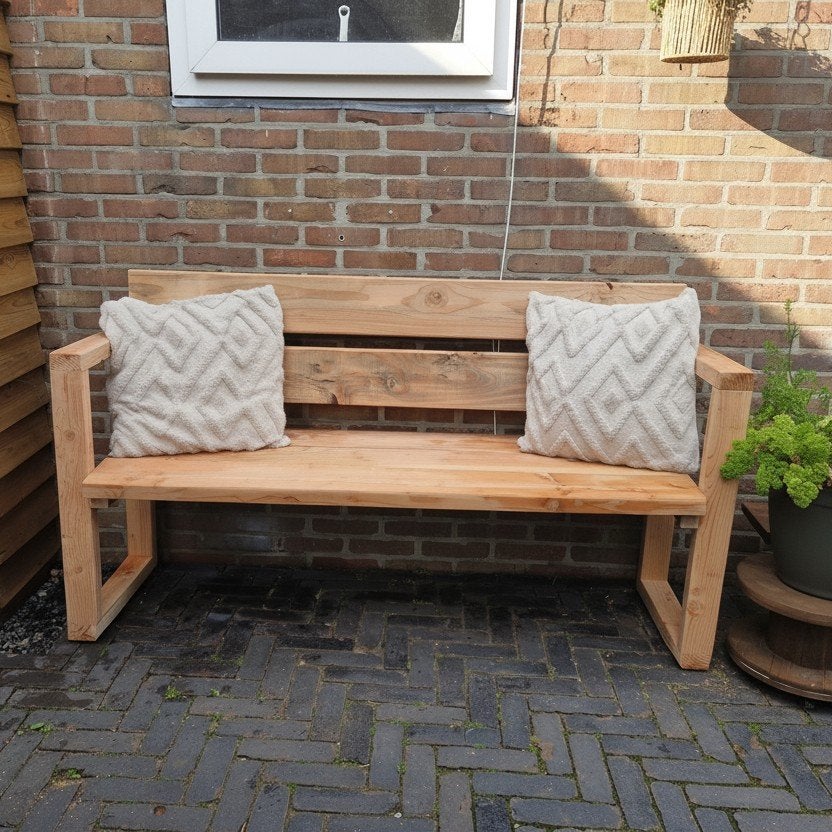 De Ochtendbank — Houten tuinbank op maat, Heerenveen, Nederland, Info@houtenhuishandgemaakt.nl, Nieuw, Ophalen of Verzenden
