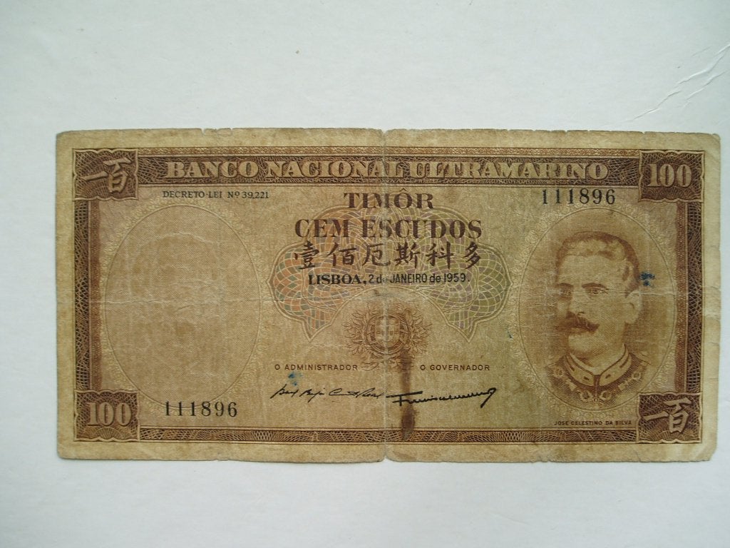 865. Timor, 100 escudos 1959 Jose Celestino da Silva., Verzenden, Zuidoost-Azië, Los biljet