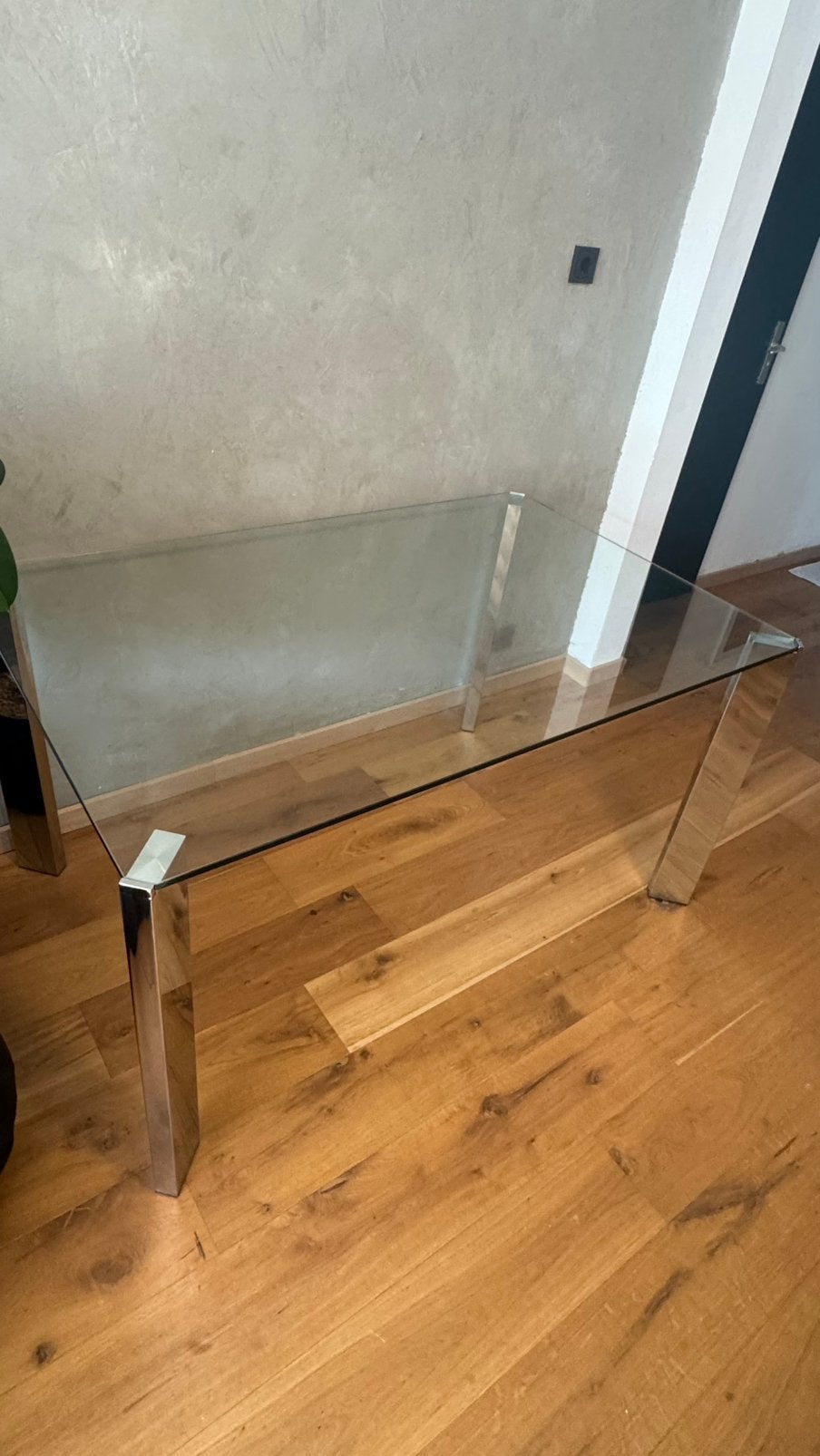 Kave Home glazen (eet)tafel met chroom, 100 tot 150 cm, Modern, Rechthoekig, 50 tot 100 cm