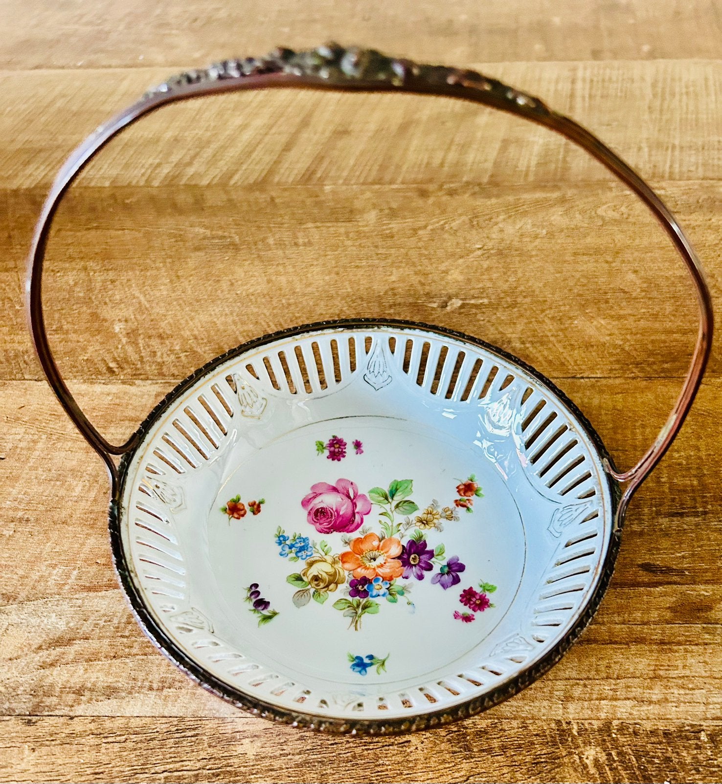 Vintage serveerschaaltje met hengsel, Ophalen of Verzenden