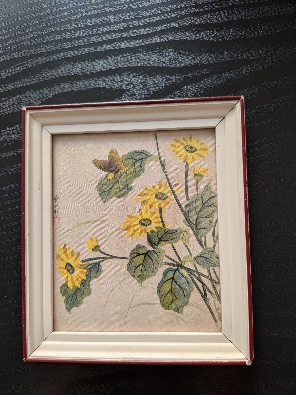 Originele Chinese Schilderij op zijden doek, Overige stijlen, Achter glas, Doek, Overige technieken