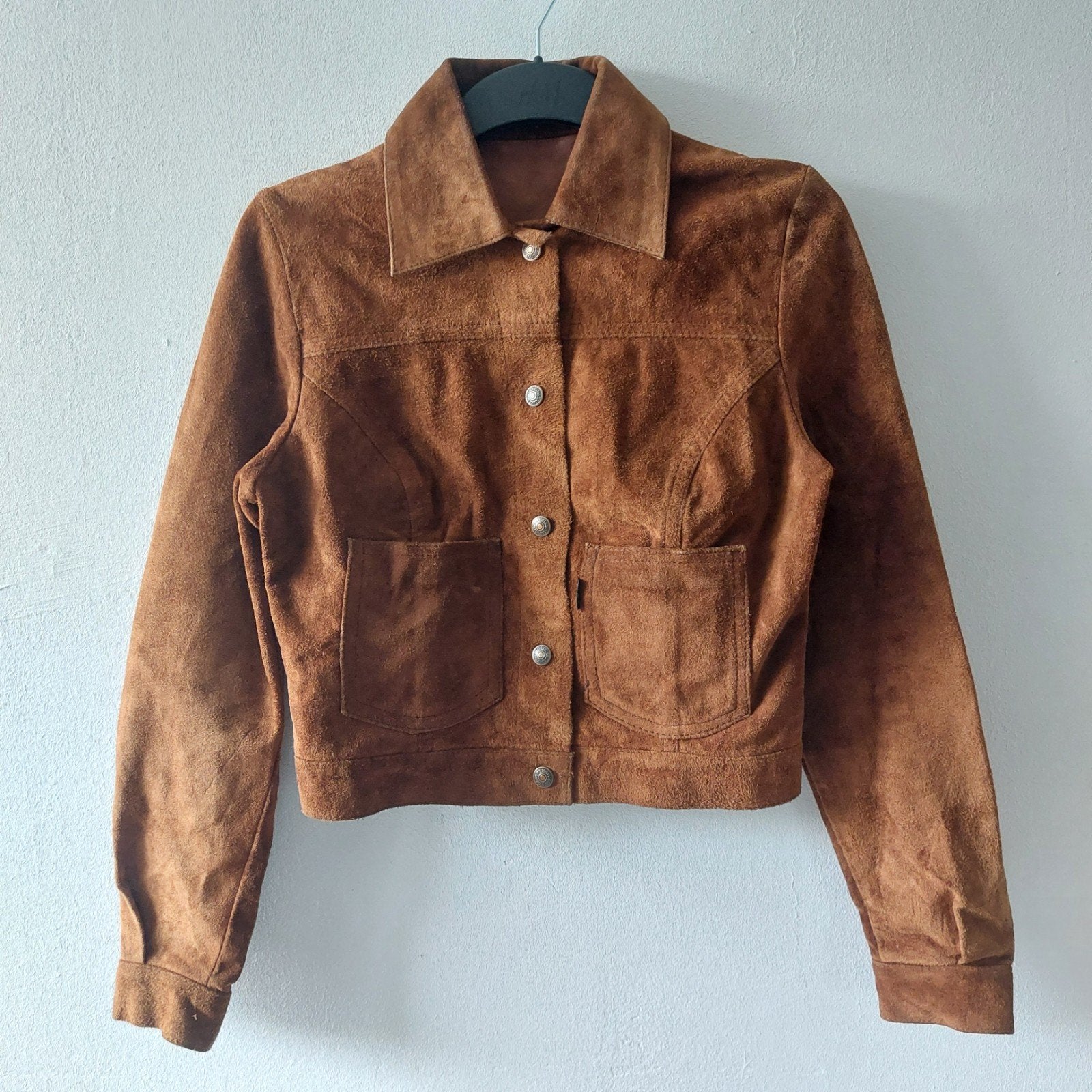 Vintage 70s Levis suede Trucker Saddleman jacket, Levi's, Ophalen of Verzenden, Gedragen, Bruin