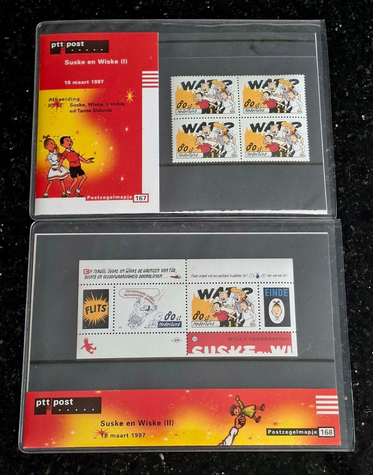 Suske en Wiske postzegelmapjes I en II - 18 maart 1997, Postzegels en Munten, Ophalen of Verzenden, Na 1940, Postfris