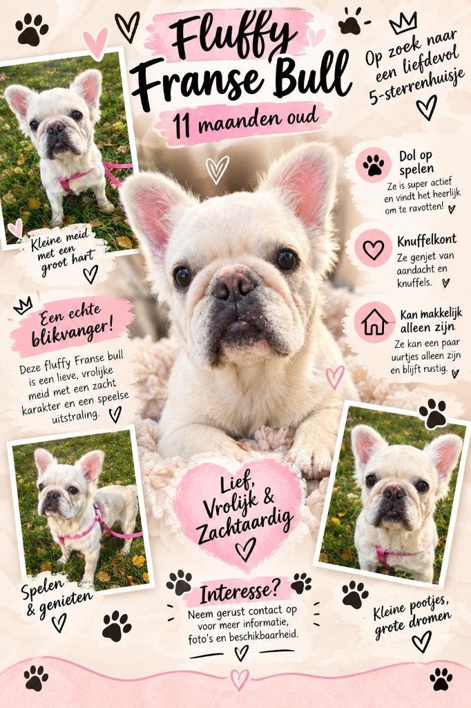Lieve fluffie franse bull teefje 11 maanden oud, 15 weken tot 1 jaar, Teef, Bulldog, Eén hond