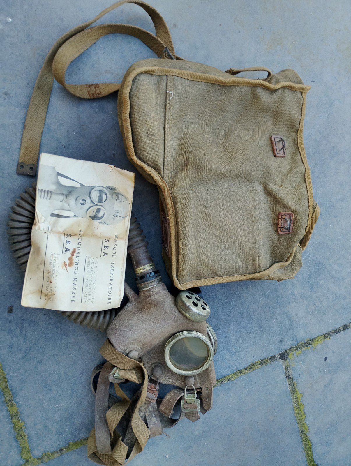 Vintage SBA Ademhalingsmasker met Draagtas en Handleiding, Verzamelen, Militaria | Algemeen, Ophalen of Verzenden, Landmacht, Overige gebieden