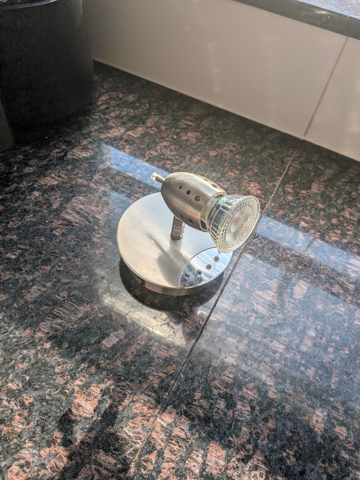 RVS GU10 lamp armatuur basis 12cm en hoogte circa 14cm, Gebruikt, Modern, Verstelbaar, GU10