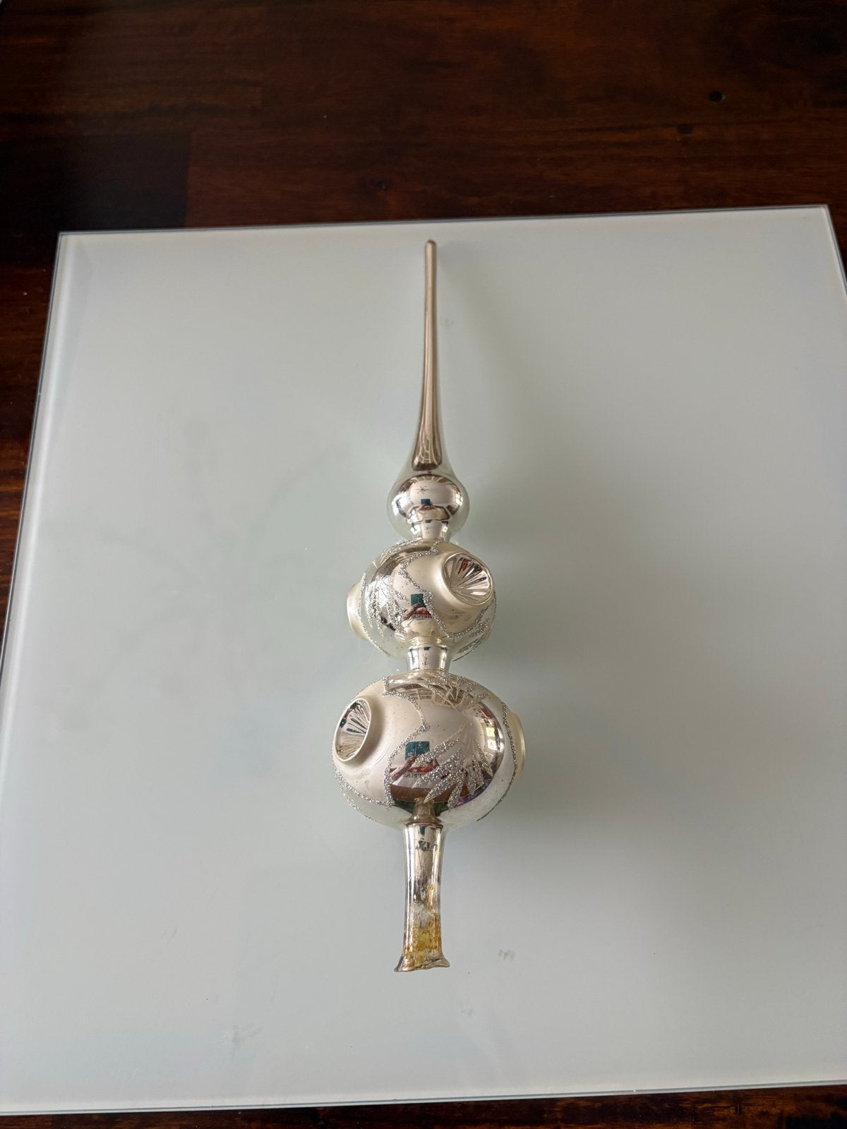 Antieke glazen kerstboom piek 38 cm, Ophalen of Verzenden, Zo goed als nieuw