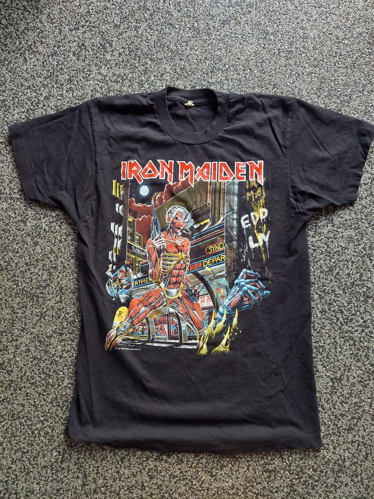 Vintage 1986 Iron Maiden Somewhere in Time - Screen Stars XL, Zwart, Maat 56/58 (XL), Ophalen of Verzenden, Gedragen