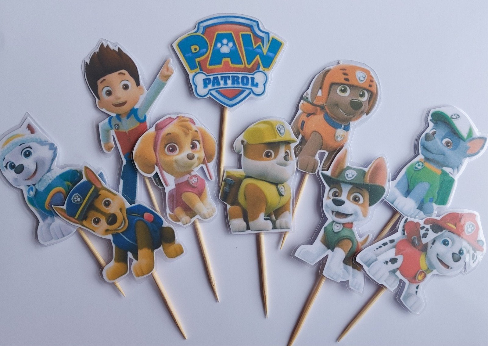 Set van 10 Paw Patrol cupcake traktatie prikkers, Ophalen of Verzenden, Nieuw, Versiering, Verjaardag