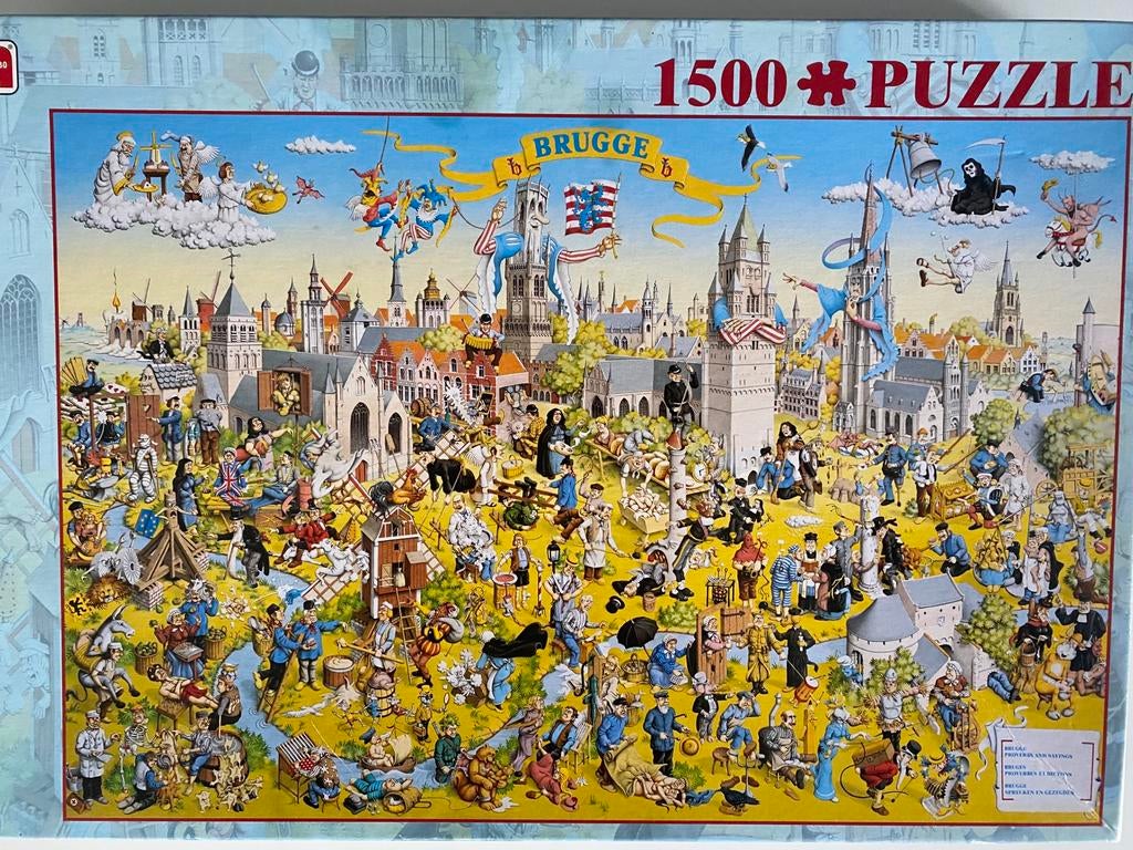 Brugge Puzzel “ Spreekwoorden en Gezegden” 1500 st., Hobby en Vrije tijd, Ophalen of Verzenden, 500 t/m 1500 stukjes, Zo goed als nieuw