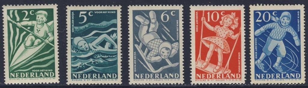 Postfris, Kinderzegels 1948 NVPH 508/512, Postzegels en Munten, Postzegels | Nederland, Verzenden, Na 1940, Postfris