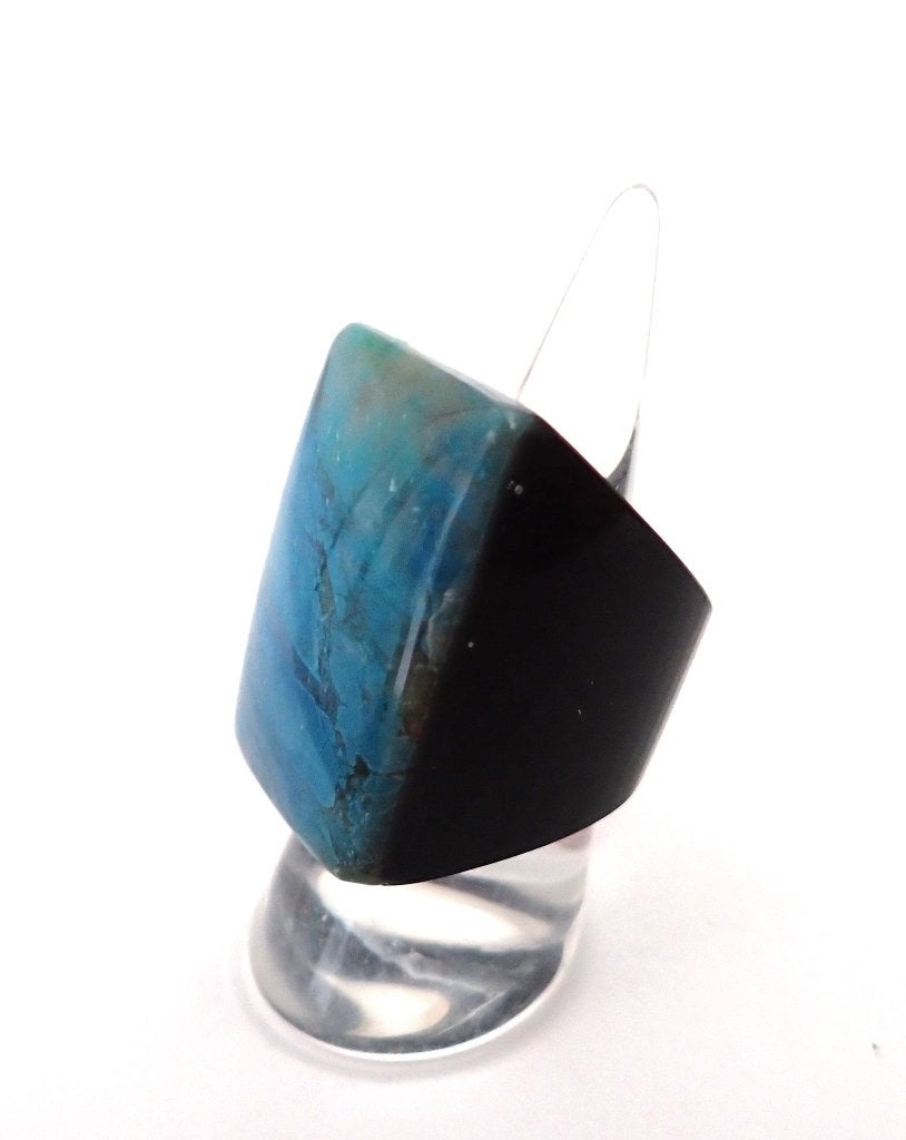 Unieke Statement Ring met Blauwe Steen, Sieraden, Tassen en Uiterlijk, Ringen, Overige materialen, Zo goed als nieuw, 17 tot 18