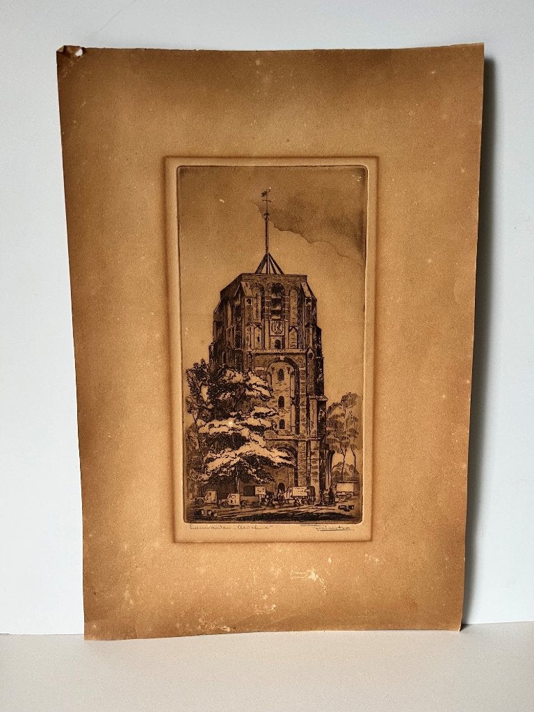 prenten Oldehove Leeuwarden, Verzamelen, Gebruikt, Verzenden, Gebouw, Voor 1940