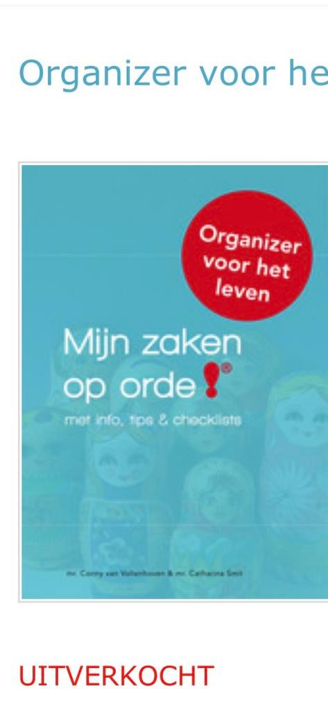 Mijn zaken op orde (Connie van Vollenhoven), Ophalen of Verzenden, Alpha, Zo goed als nieuw, HBO